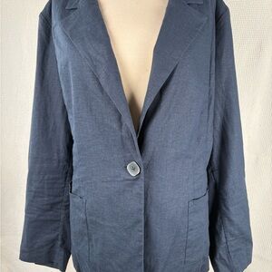 Addition Elle Navy Blue linen blend Blazer